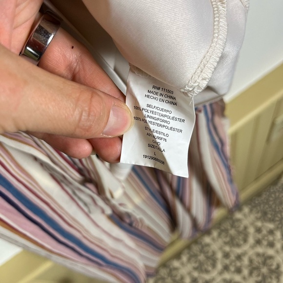 Lily Rose | Striped Off-Shoulder High Low Romper | Size L - Picture 8 of 13